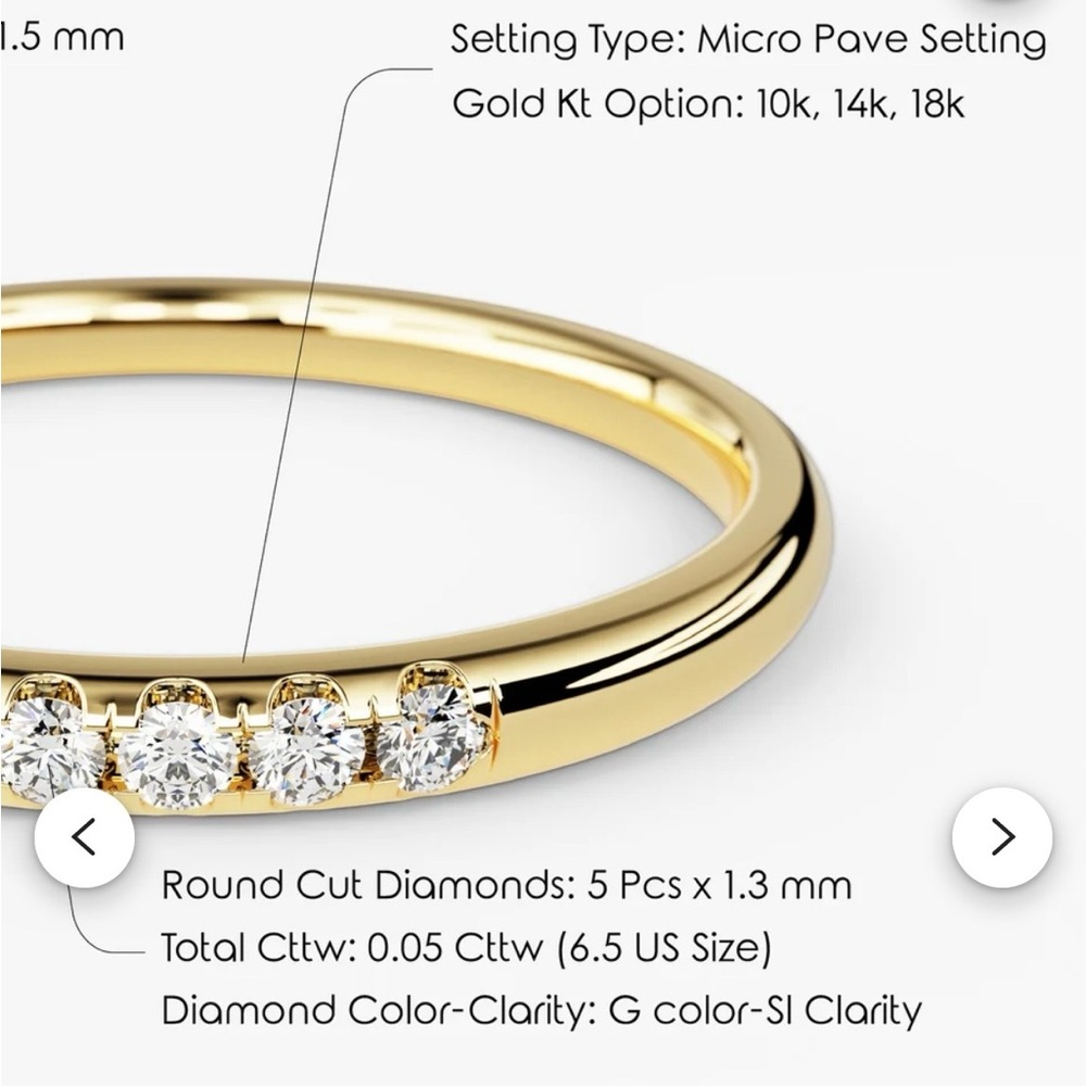 Minimalist 14k Solid Gold Diamond Ring. Elegant Stacking Ring - Picture 3 of 6